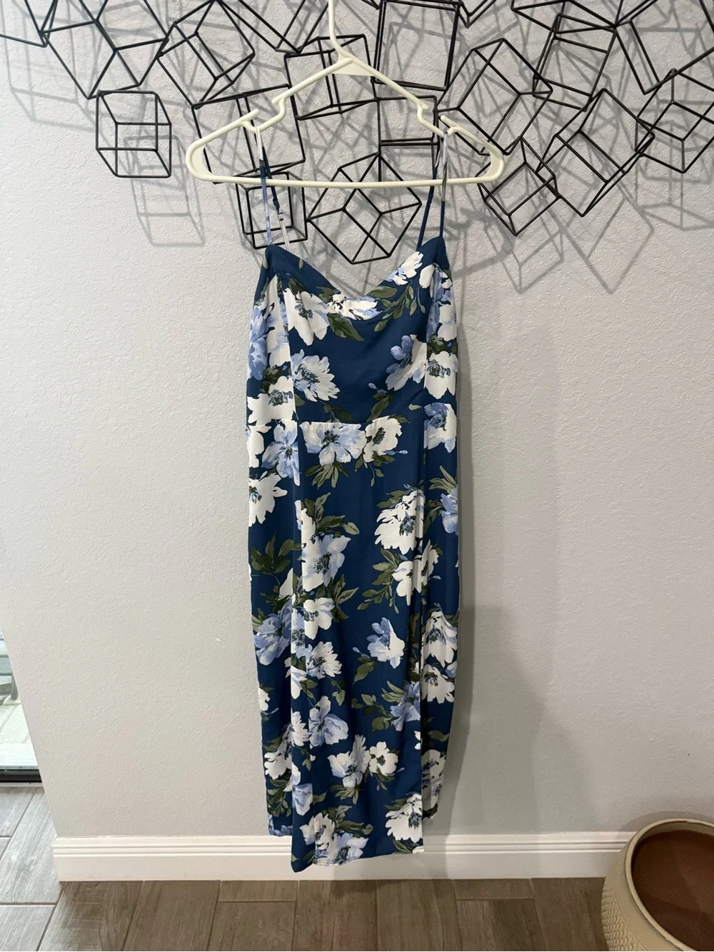 Abercrombie & Fitch Navy Blue Floral Maxi Dress - medium petite